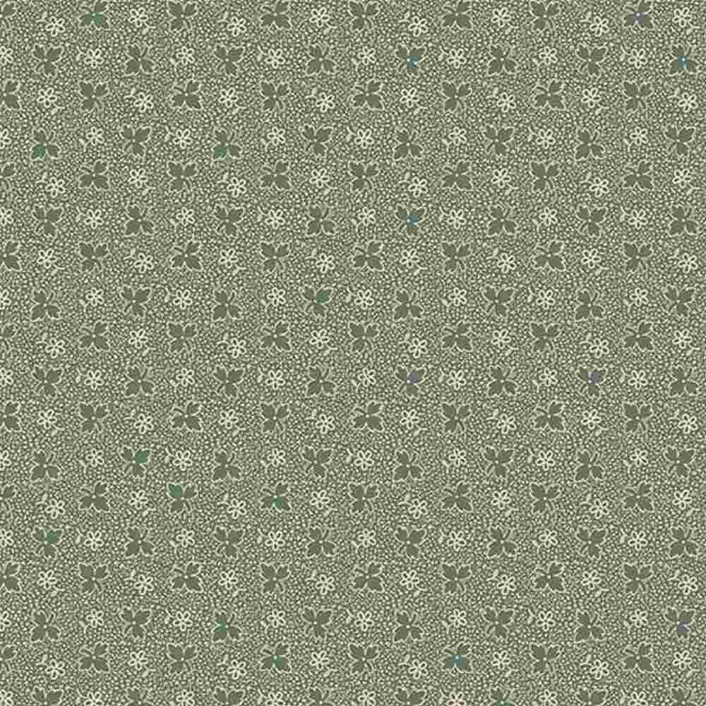 Leaf Flower from Midnight Lace for Marcus Fabrics - Half Yard - Teal Leaves and Flowers on a Cream Speckled Teal Back