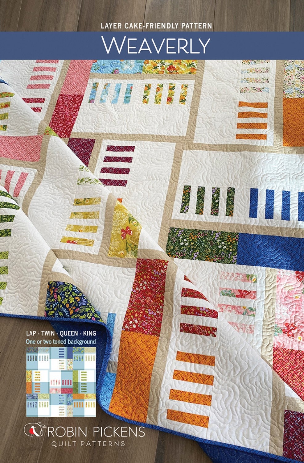 Weaverly Quilt Pattern from Robin Pickens - Layer Cake Friendly Pattern - Modern quilt in 4 sizes