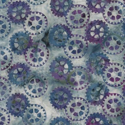 Gears in Grey Dove from Heavy Metal for Island Batik- 1/2 Yard Tossed Interlocked Gears