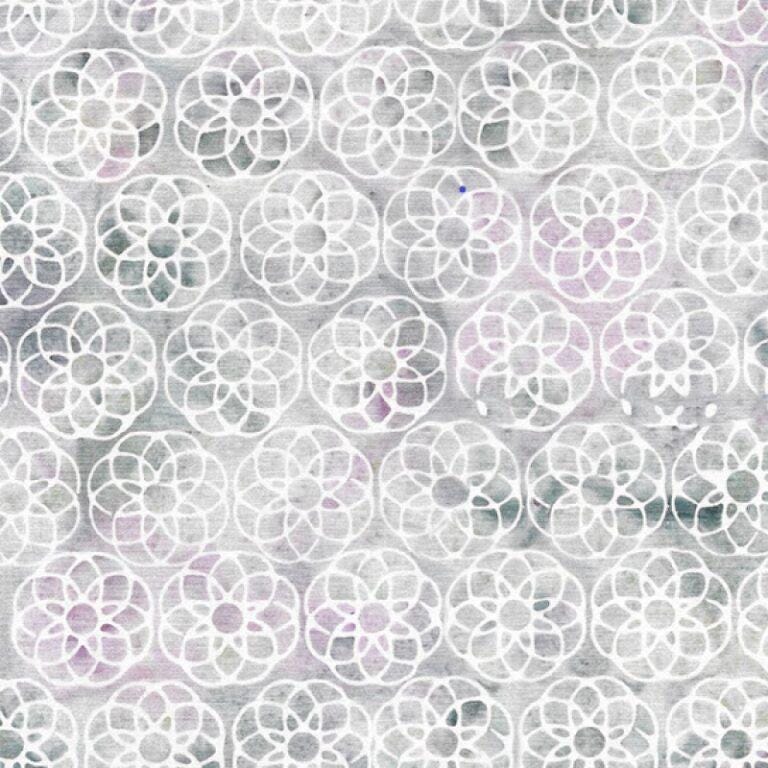 Geometric Flower in Multi Grey Purple from Heavy Metal for Island Batik- 1/2 Yard