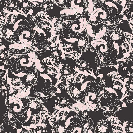 Ground Cover in Charcoal from Studio Palettes by River Bend - Half Yard Purple Floral Designs on Charcoal