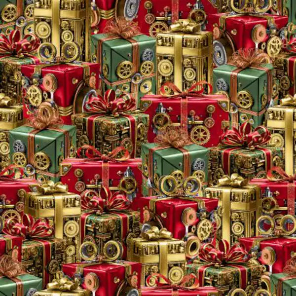 Gears & Garlands by Urban Essence Designs for Blank Quilting - 1/2 yard Christmas Presents