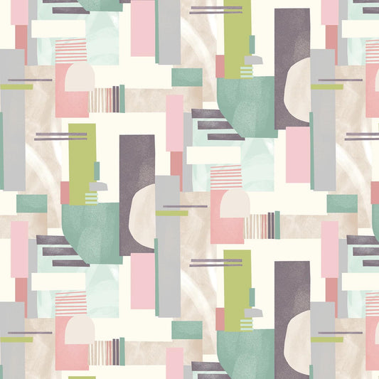My Sunroom by Goldi L. Studio for Henry Glass - 1/2 Yard Modern Geometric in Muted Pastels - 1897 05