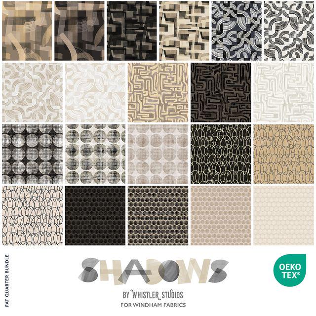Shadows Fat Quarter Bundle by Whistler Studios for Windham Fabrics - 21 Fat Quarters Modern Brown, Tan, Cream