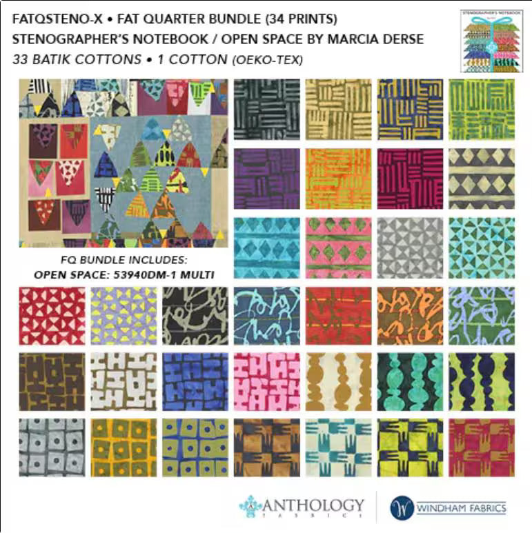 Stenographer's Notebook Fat Quarter Bundle by Marcia Derse for Anthology Fabrics- 34 Fabrics