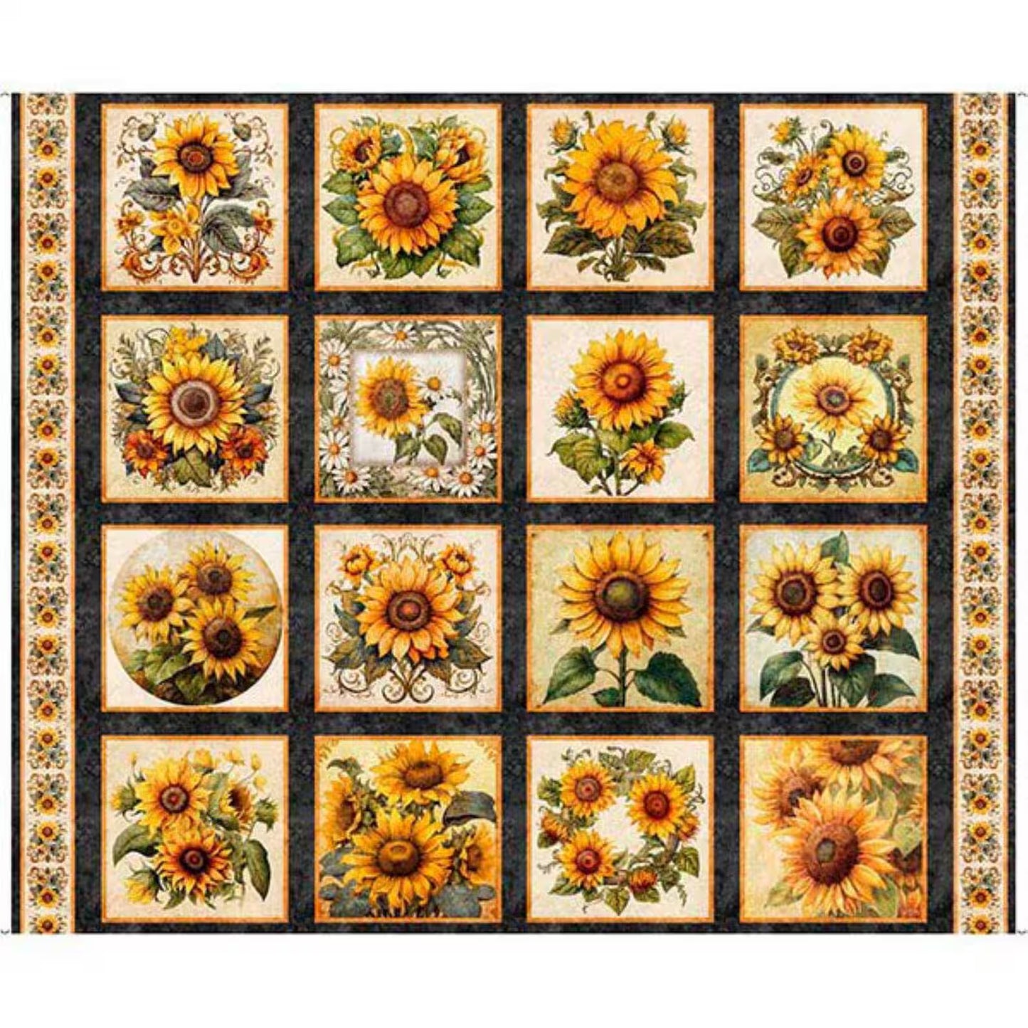 Sunflower Serenade from QT Fabrics - 1 Yard Panel - Sunflower Picture Patches