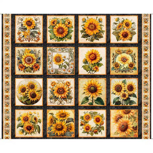 Sunflower Serenade from QT Fabrics - 1 Yard Panel - Sunflower Picture Patches