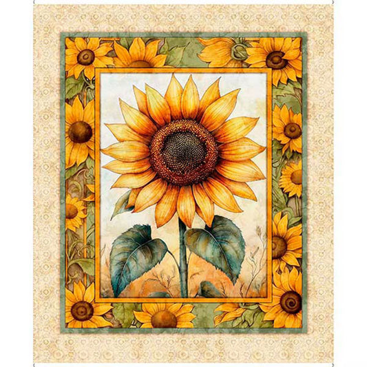Sunflower Serenade from QT Fabrics - 1 Yard Panel - Large Sunflower Print