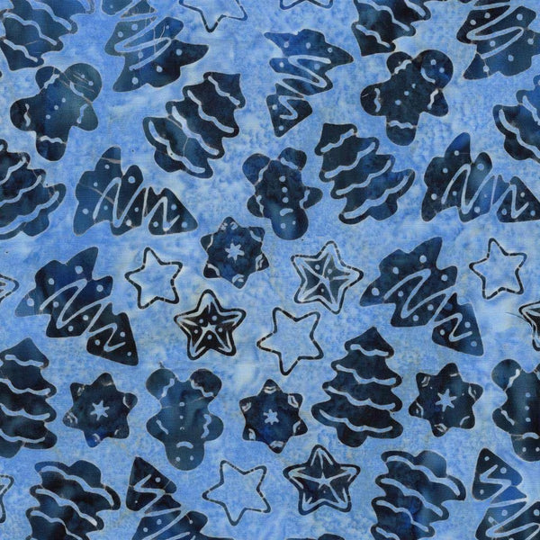 Frosted Wishes by Jerry Khiev from Lumen Fabrics and Island Batik - 1/2 Yard Christmas Cookies - Powder Blue