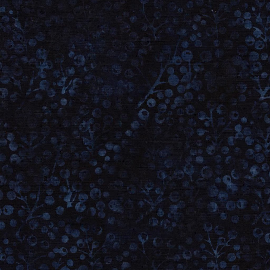 Frosted Wishes by Jerry Khiev from Lumen Fabrics and Island Batik - 1/2 Yard Berries - Midnight Blue