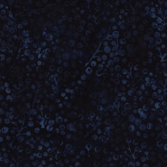 Frosted Wishes by Jerry Khiev from Lumen Fabrics and Island Batik - 1/2 Yard Berries - Midnight Blue