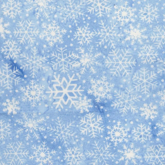 Frosted Wishes by Jerry Khiev from Lumen Fabrics and Island Batik - 1/2 Yard Snow Flakes  - Chambray