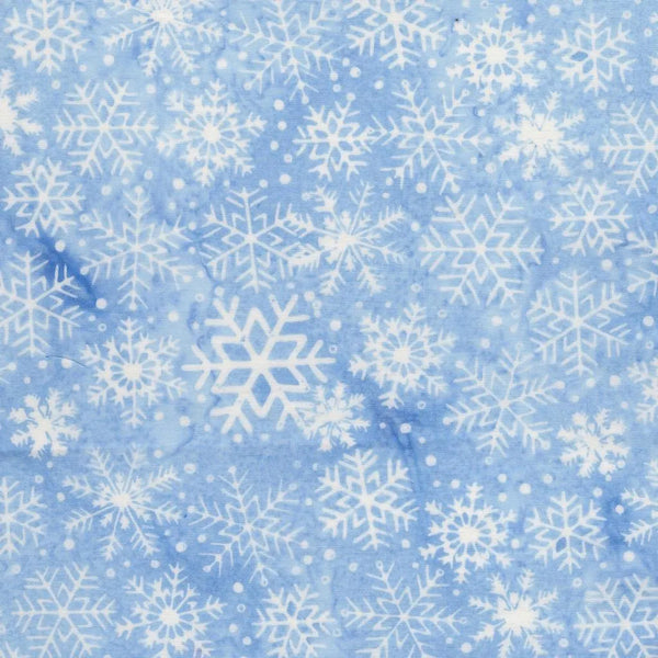 Frosted Wishes by Jerry Khiev from Lumen Fabrics and Island Batik - 1/2 Yard Snow Flakes  - Chambray