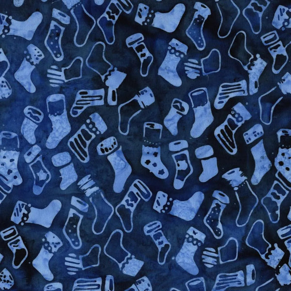 Frosted Wishes by Jerry Khiev from Lumen Fabrics and Island Batik - 1/2 Yard Christmas Stocking  - Blue Marine
