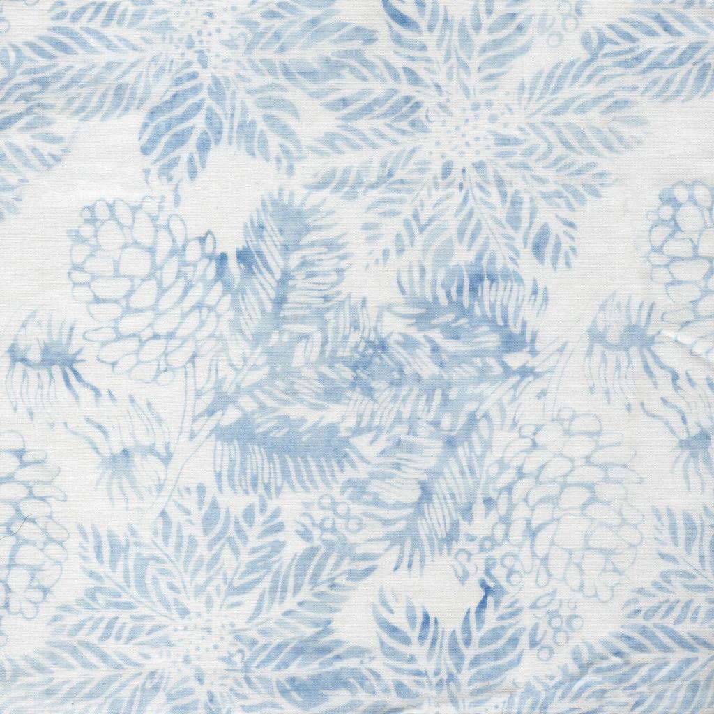Frosted Wishes by Jerry Khiev from Lumen Fabrics and Island Batik - 1/2 Yard Poinsettias and Pinecones - White