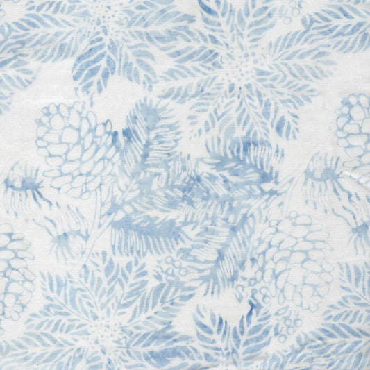 Frosted Wishes by Jerry Khiev from Lumen Fabrics and Island Batik - 1/2 Yard Poinsettias and Pinecones - White