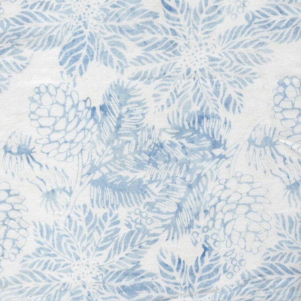 Frosted Wishes by Jerry Khiev from Lumen Fabrics and Island Batik - 1/2 Yard Poinsettias and Pinecones - White