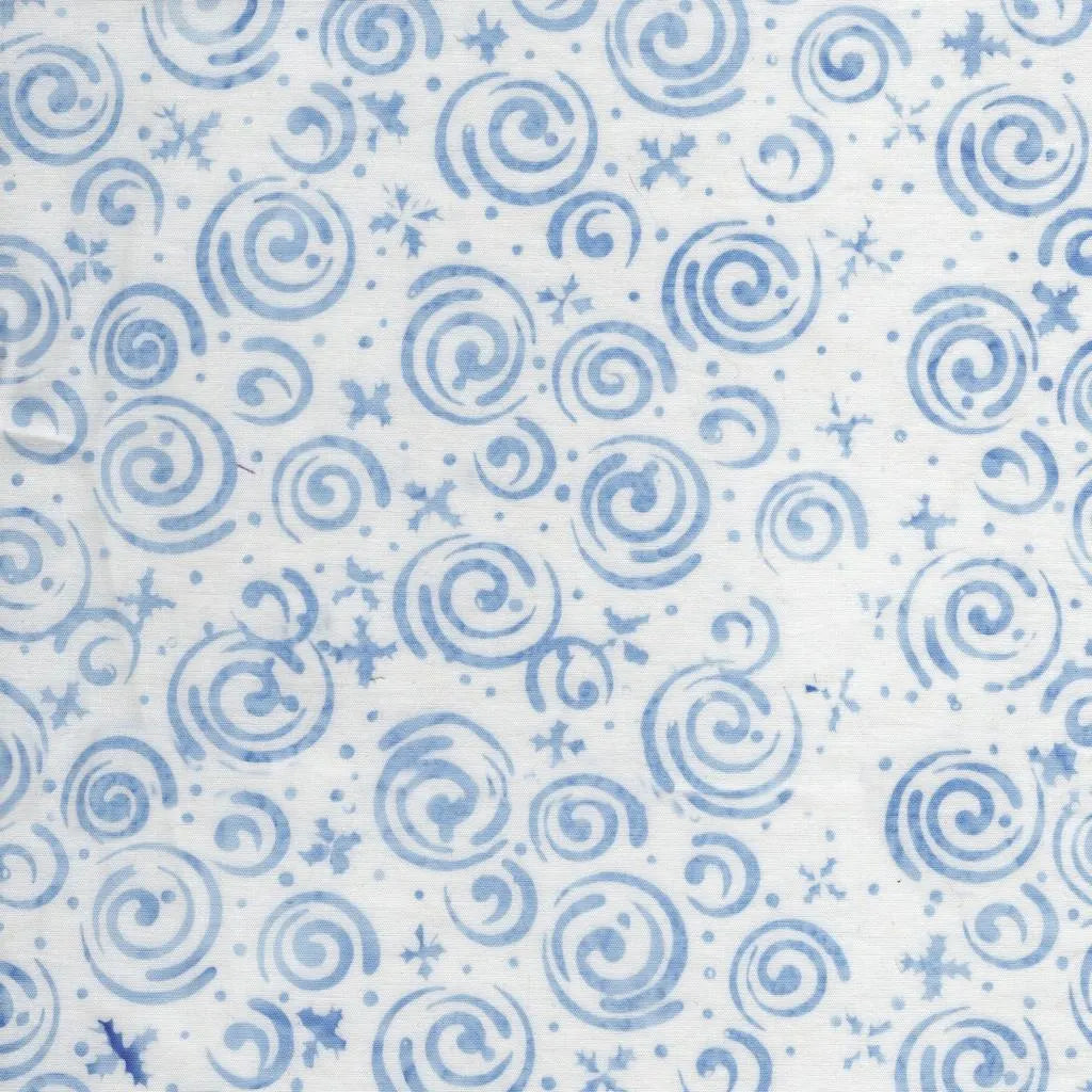 Frosted Wishes by Jerry Khiev from Lumen Fabrics and Island Batik - 1/2 Yard Snowflakes and Swirls - White