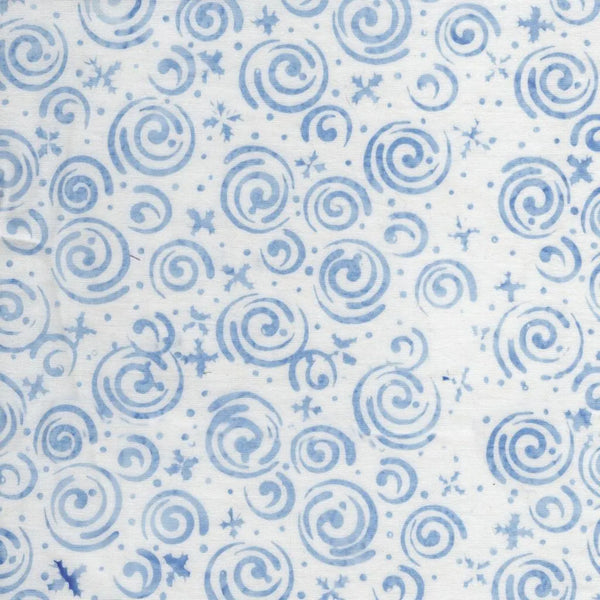 Frosted Wishes by Jerry Khiev from Lumen Fabrics and Island Batik - 1/2 Yard Snowflakes and Swirls - White